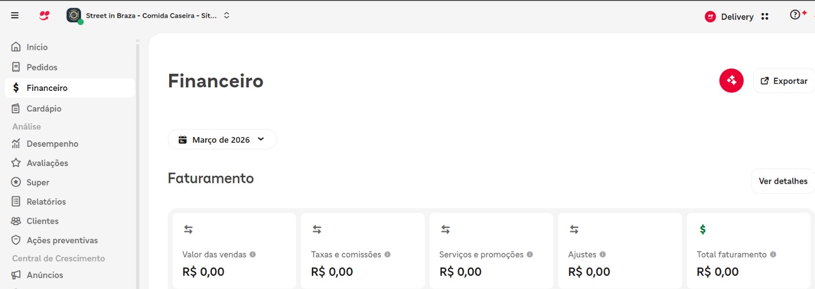 Faturamento Março - Loja nova